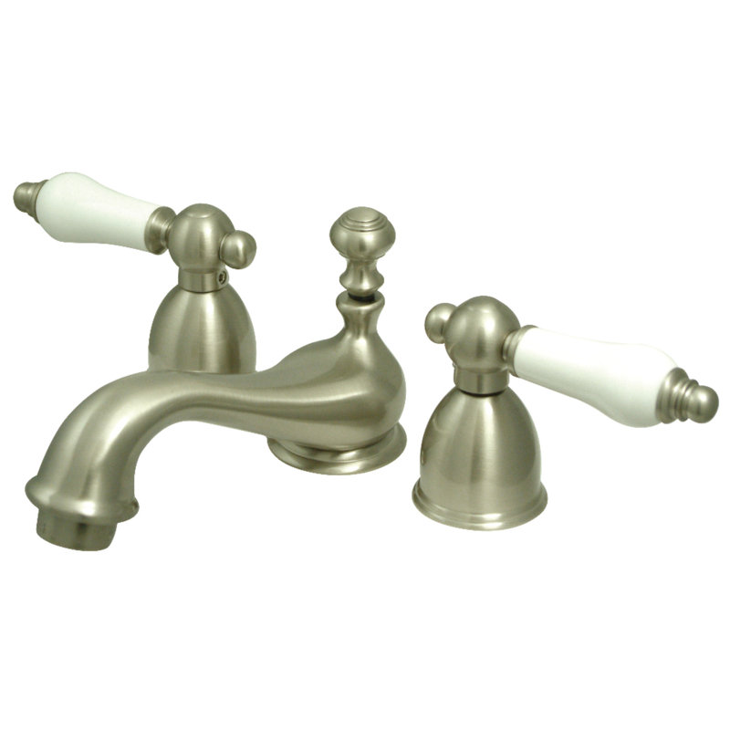 Vintage Lavatory Widespread Bathroom Faucet with Drain Assembly, Brushed Nickel