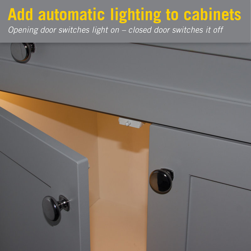 White Cabinet Door LED Light Switch (2-Pack)