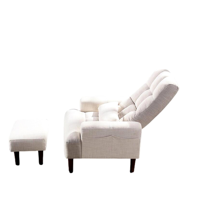 Fauteuil inclinable en tissu doux blanc crème pour le salon, salle de loisirs ergonomique blanche et apaisante