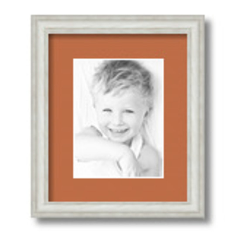 Wood Matte Picture Frame with Mat, Red Orange