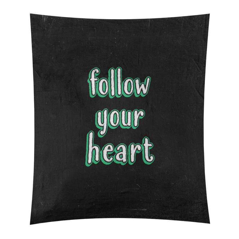 Tapisserie tableau noir en polyester suivre votre citation cardiaque, H 27,5 po x l 37,5 po, Vert