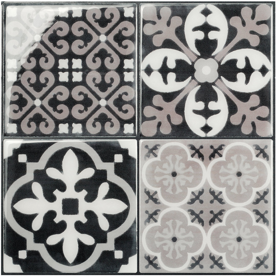 Peel and Stick Gel Backsplash Tile Vintage 9" x 9" (Set of 4) Smart Tiles