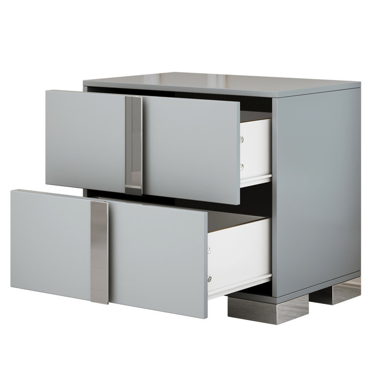 Table de chevet grise 2 avec un design gracieux pour le style tendance de la chambre à coucher