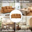Canapé de 85 po de luxe, canapé confortable en simili cuir 3 places avec accoudoirs roulés et garniture cloutée, brun