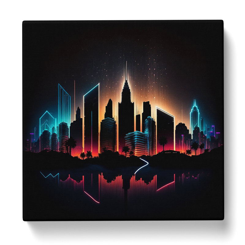 Skyline Neon - Wrapped Canvas