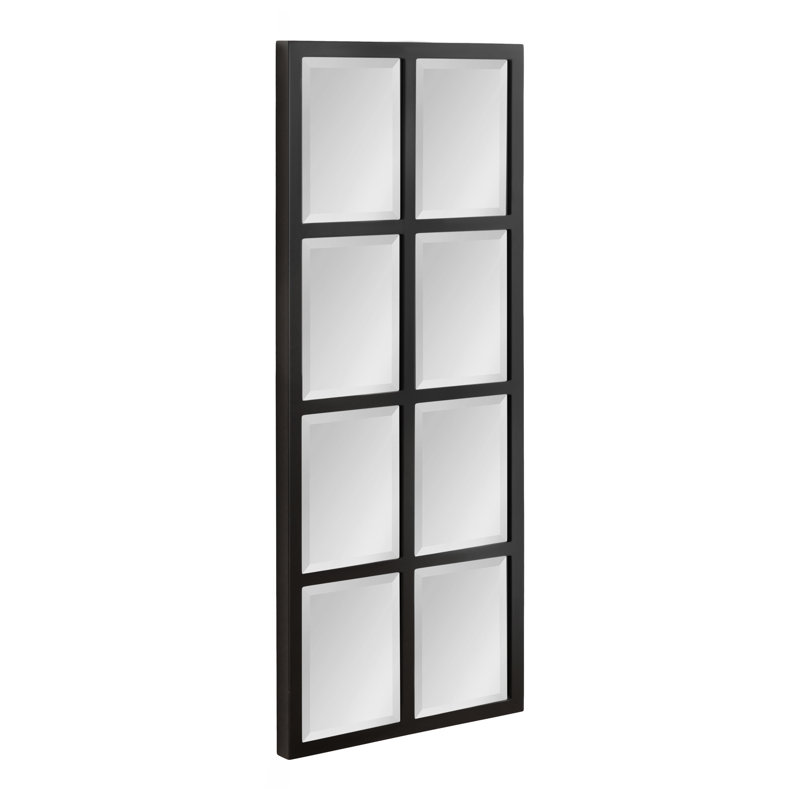 Lamel Panel Window Wall Mirror, Black