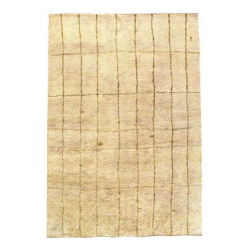Tapis beige en laine et en coton 8 pi 11 po x 6 pi sans motif et pas de couleur unie