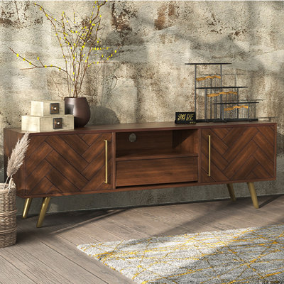 Modern Nut-Brown Solid Wood TV Stands