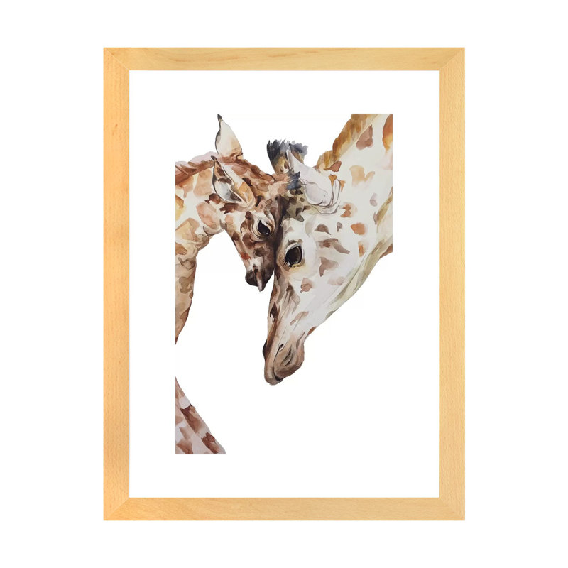 Girafe, H 24 po x l 16 po x P 1 po, Papier encadré naturel