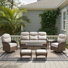 Alakai 7 Piece Outdoor Wicker Garden Party Conversation Set With Swivel Chairs, Sofa, Ottomans And Tables