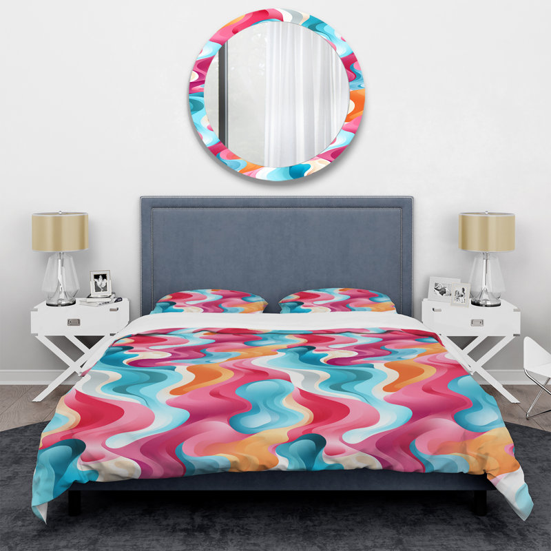 Popart Bubblegum Mirage II Abstract Duvet Cover, Twin Duvet Cover + 1 Standard Sham