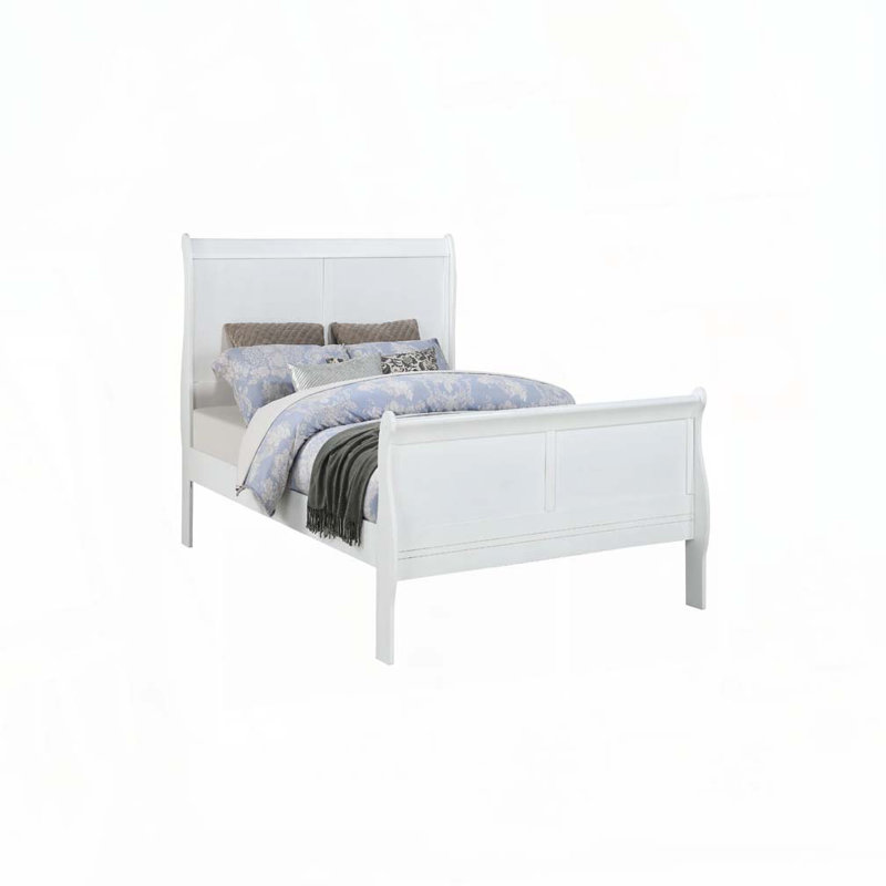 Lit-bateau Wood, Lit simple, Blanc