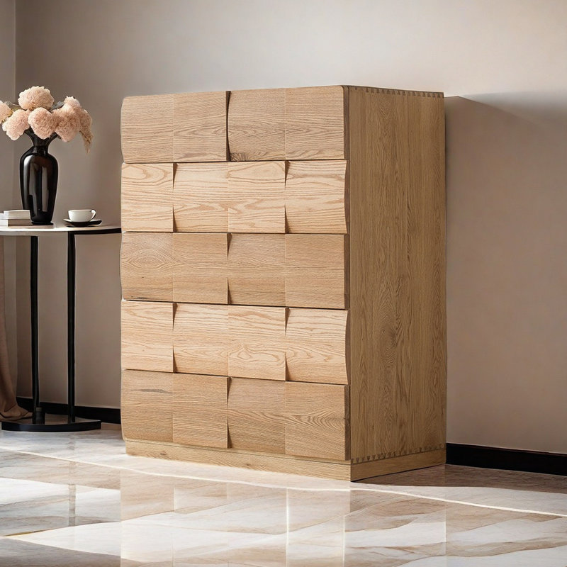Commode d'appoint moderne en bois massif avec rangement en bois massif