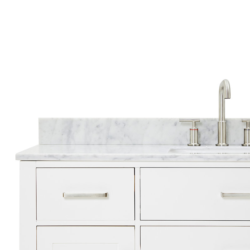 Aberdeenshire 54" Single Bathroom Vanity with Carrara White Marble Top, White
