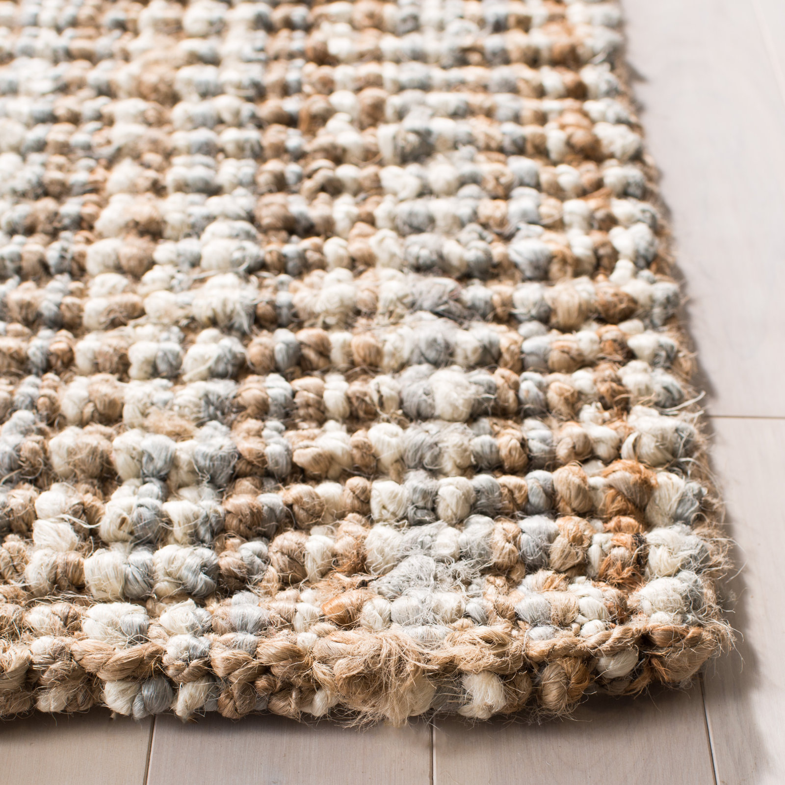 Auckland Striped Handmade Gray / Natural Area Rug, Runner 2'6" x 8'