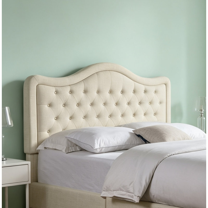 Tête de lit capitonnée à hauteur réglable, cadre de lit tapissier en lin - Tête de lit polyvalente pour grand lit double et très grand lit