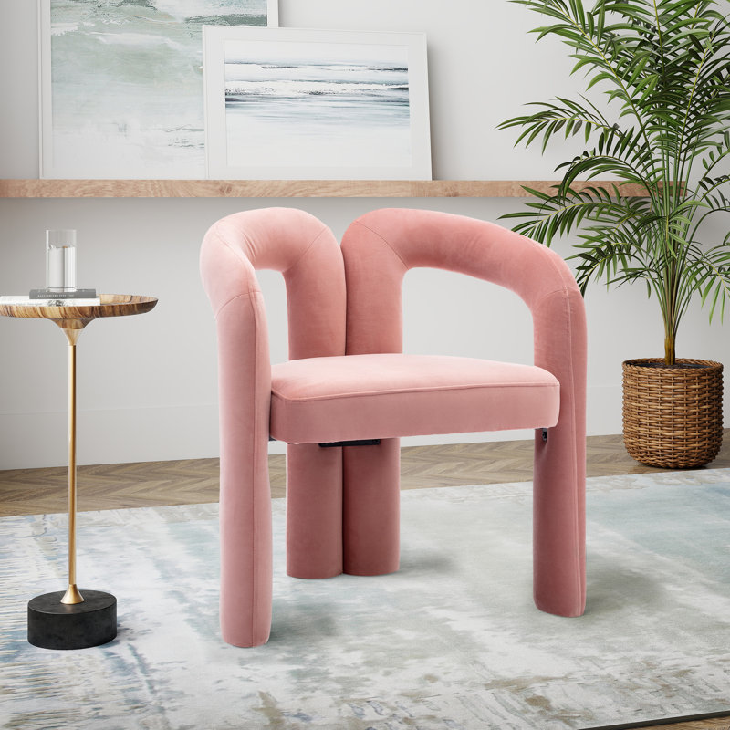 Ensemble de 2 fauteuils d'appoint / fauteuil de salle à manger en velours, Velours rose