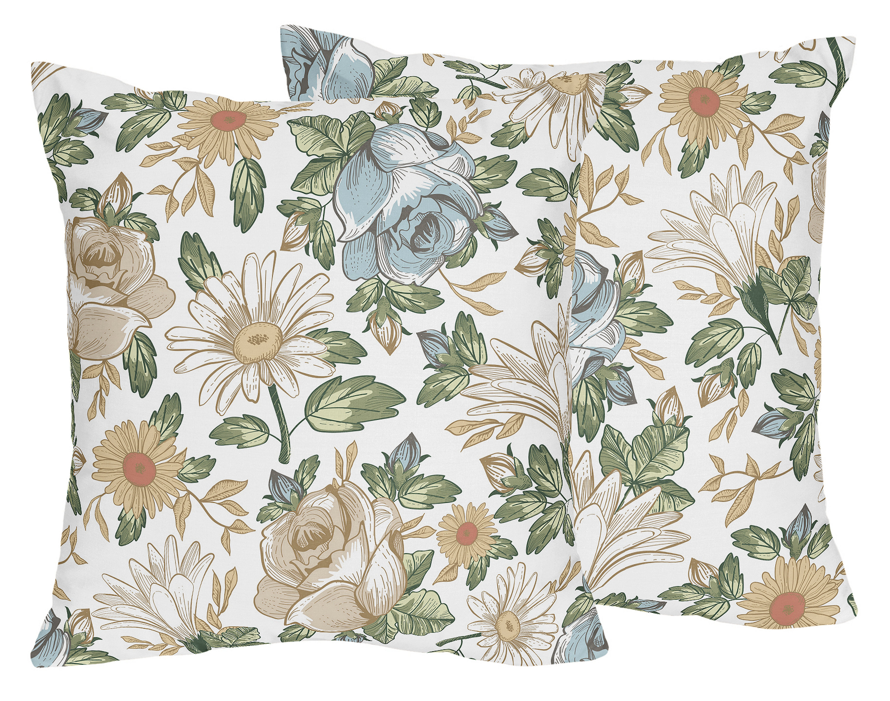 Vintage Floral Floral Square Throw Pillow Cover