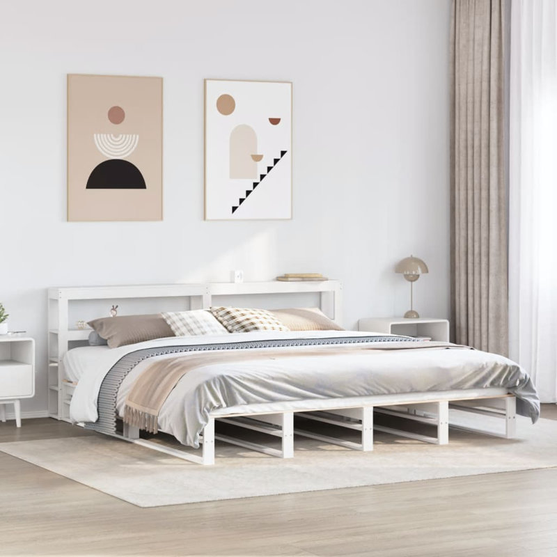 Amihai Solid Wood Bed, Wax brown, 180 x 200cm
