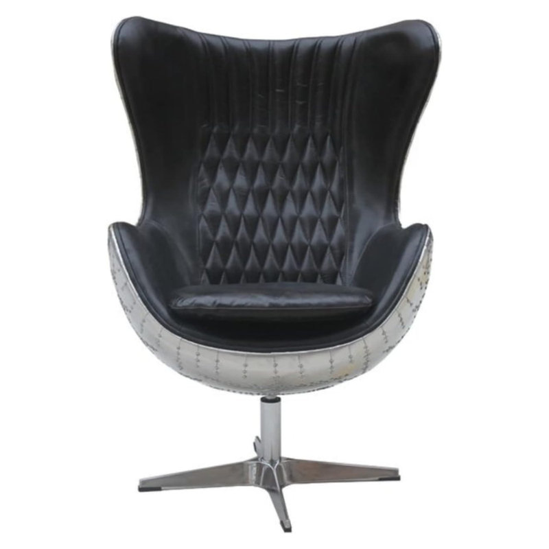 Fauteuil en cuir noir Dena, Noir