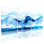 «Nautical & Beach Ocean Waves Blue Water Reflection», ensemble de 3 impressions murales sur toile-1117701461