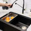 Évier de cuisine encastré à tablier simple en granite noir 30 po-81172338