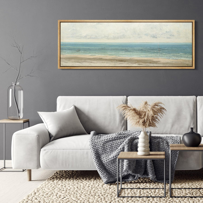 Paysage côtier, plage sereine, plage subtile et océan, H 20 po x l 60 po, Naturel