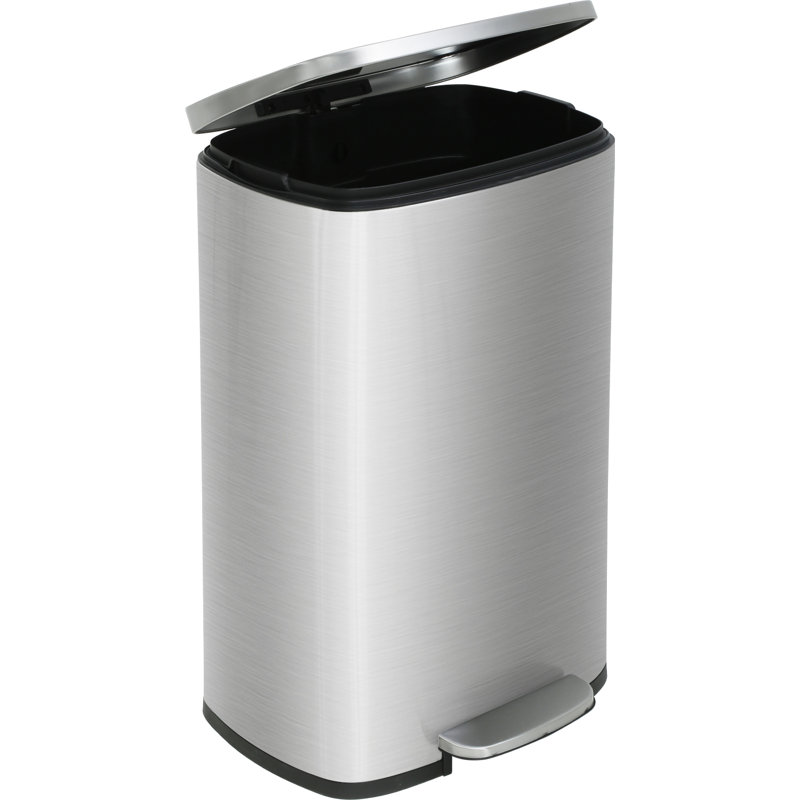 Silver Stainless Steel 13 Gallon Pedal Trash Can