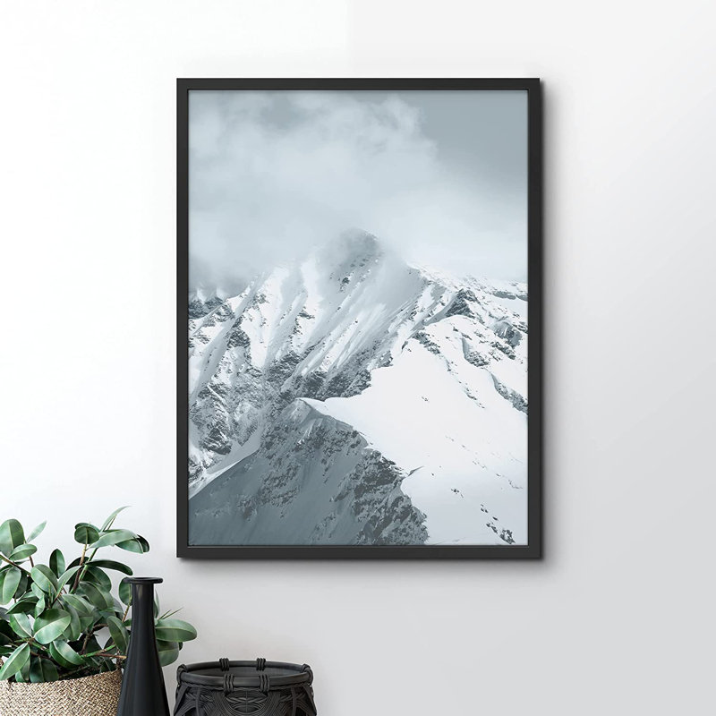 Large Large Range Covered in Snow Nature Wilderness - photographie avec cadre photo, Cadre noir