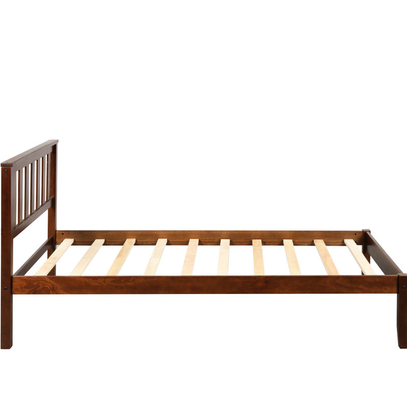 Lit plateforme en bois massif pour lit simple, tête de lit et lattes fiables (lit simple en noyer