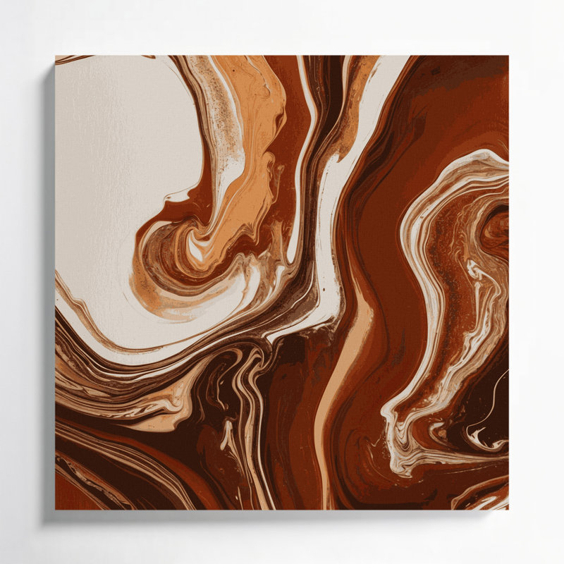 Abstrait art fluide sur toile brune 55, H 16 po x l 16 po