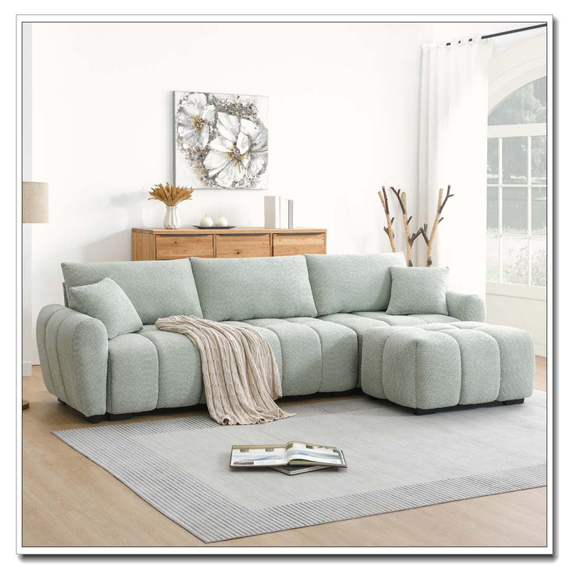 Canapé modulaire en tissu Boucle, Vert clair