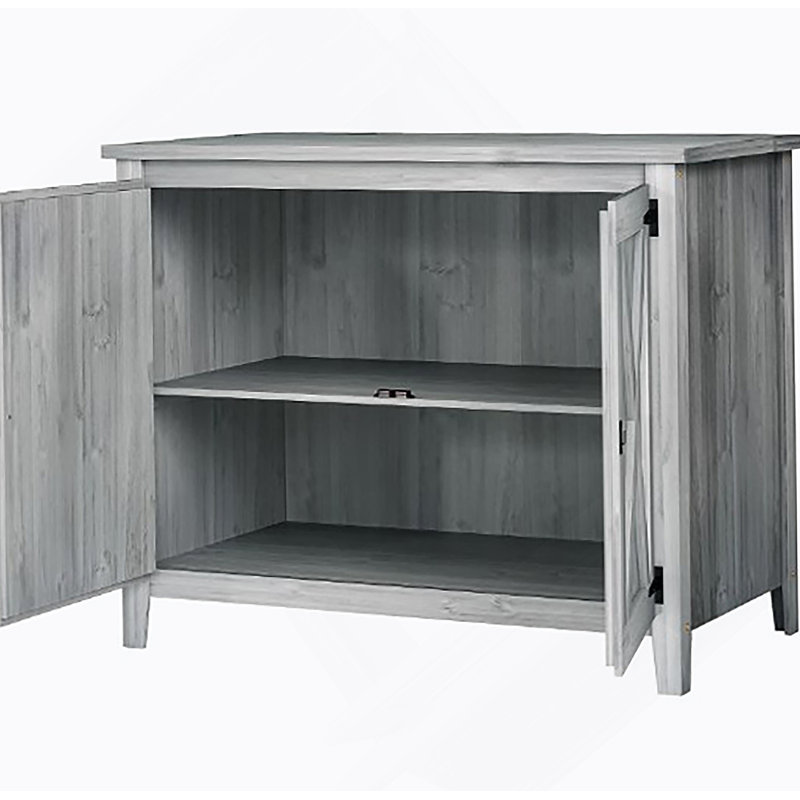 Armoire de rangement extérieure en bois avec tablette et portes doubles, Gris