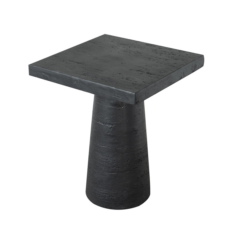 20X20x24" Square Side Table With Pedestal Base, Black