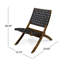 2 chaises pliantes, en bois, avec sangles à eau et accents tissés, noir et brun, rangement facile à plier