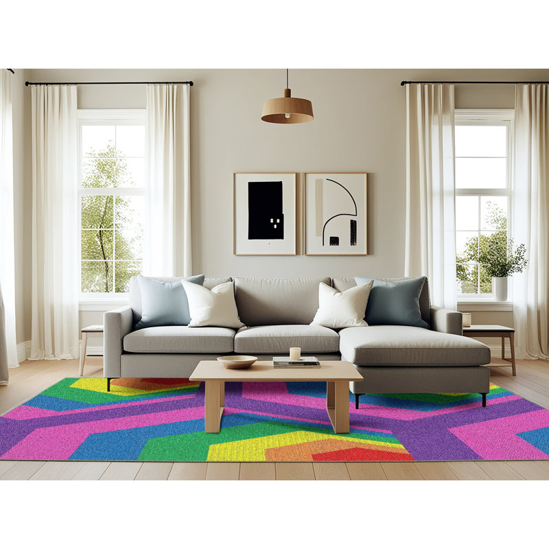 Geometric Indoor Rug, Rectangle 6' x 9'