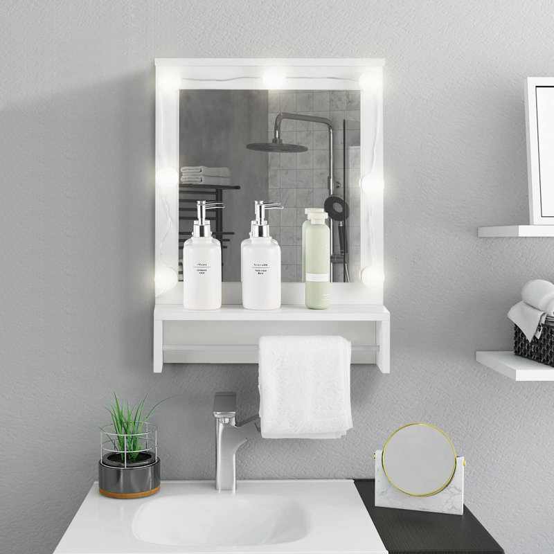 Kenrie W 605mm H Recessed Frameless Medicine Cabinet Mirror 1 Fixed
