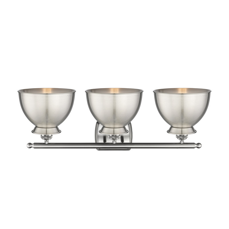 Éclairage pour meuble-lavabo à intensité variable 3 lumières Erastus, Nickel satiné brossé, Ampoule non incluse