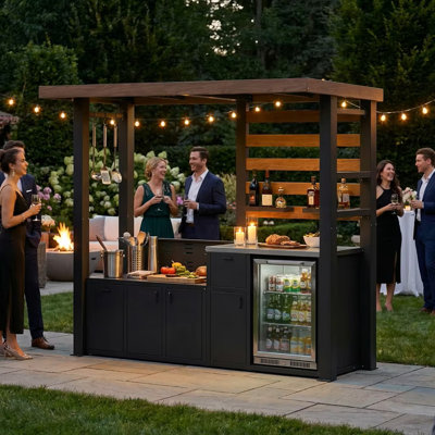 Pavillon de jardin de qualité supérieure pour barbecue | Acier galvanisé robuste, station de barbecue intégrée et rangement intégré