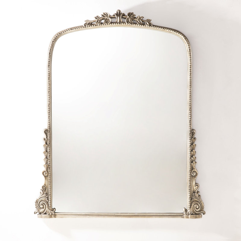Arch Metal Floor Mirror, 61" x 50.5", Antique Silver