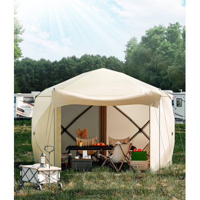 Pop-Up Screen Tent Gazebo, 10 x 10 Ft Camping Canopy Instant Shade, Featuring 5 Removable Privacy Canopy, and Made from 210D Oxford Fabric for Patio, Backyard, and Lawn Use