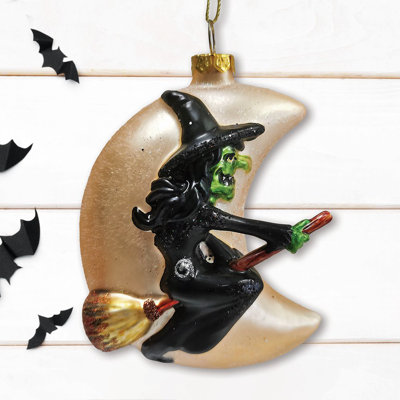 Ornement de Noël Wicked Witch and Crescent Moon, cadeau d'Halloween effrayant