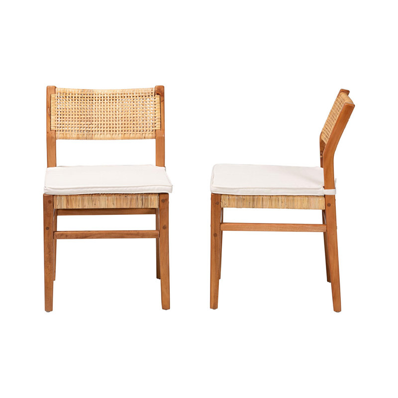 Ensemble de chaises de salle à manger en rotin naturel et bois d'acajou Bali & Pari Chatura