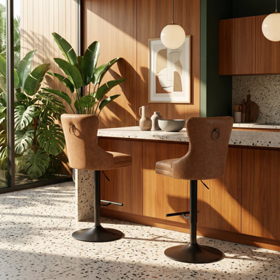 Tabourets de bar pivotants en cuir PU l 20,4 po x P 17,5 po x H 49,9 po A&A Furniture