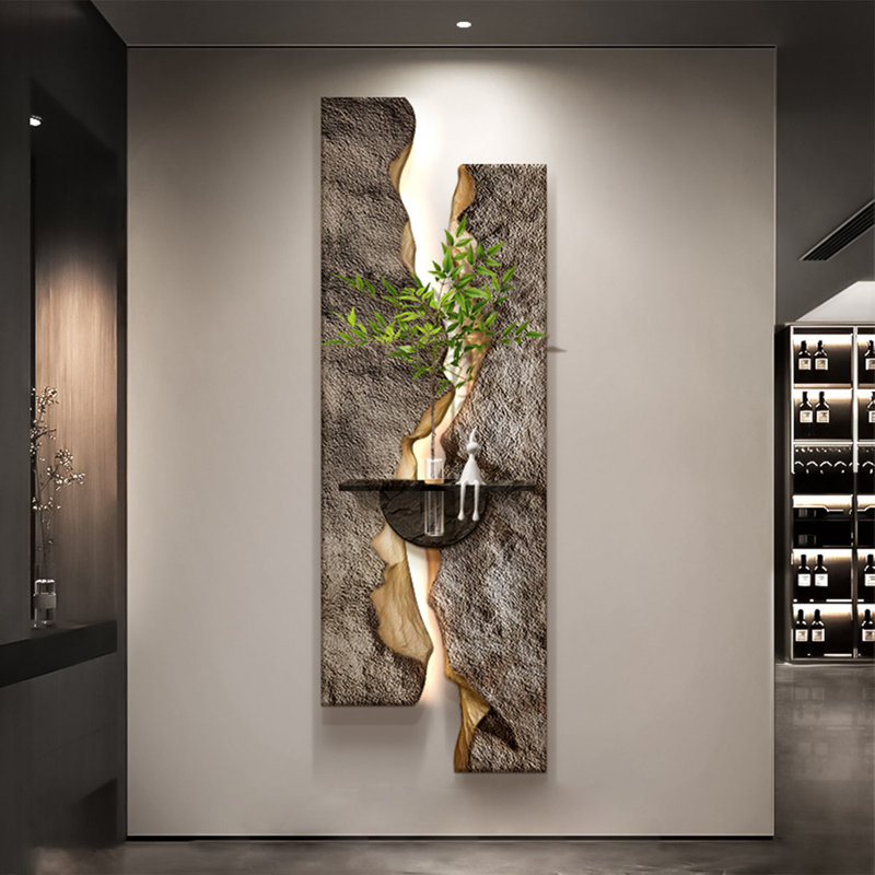 Art mural luxueux à DEL en grès 3D - Décoration de hall d'entrée hydroponique, H 70,87 po x l 23,62 po x P 1,57 po