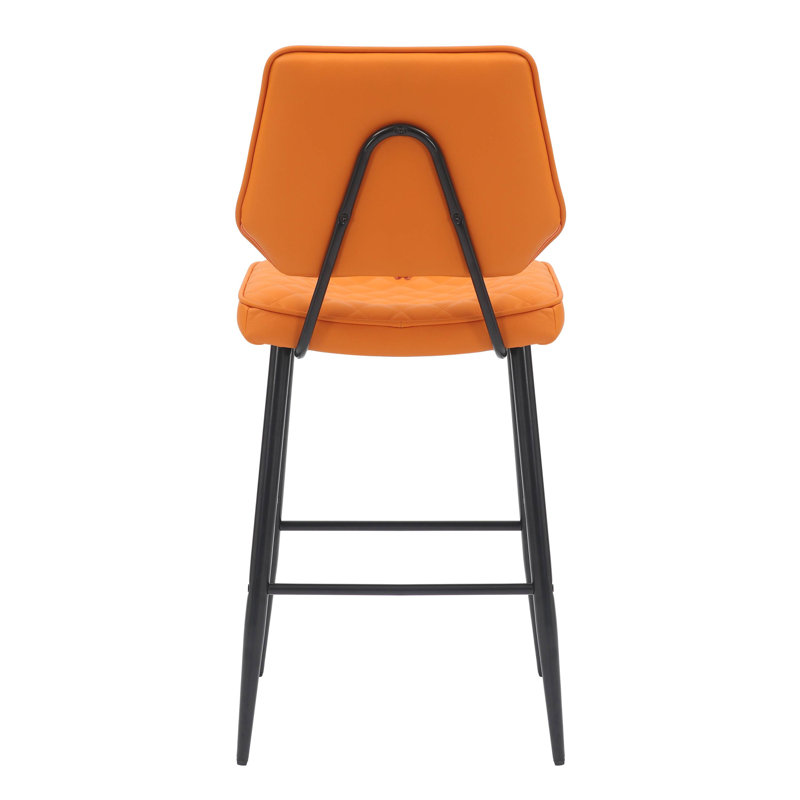 Garrick Real Leather Bar Stool, Orange