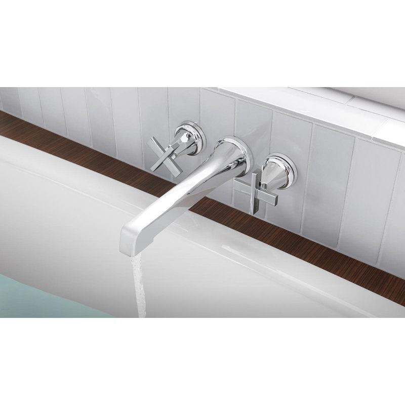 Levoir® Two-Handle Wall Mount Lavatory Faucet - Less Handles, Polished Chrome, Cross