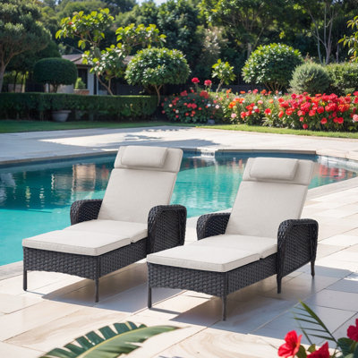 Carolina 74"Long Reclining Outdoor Chaise Lounge with Cushions by Latitude Run