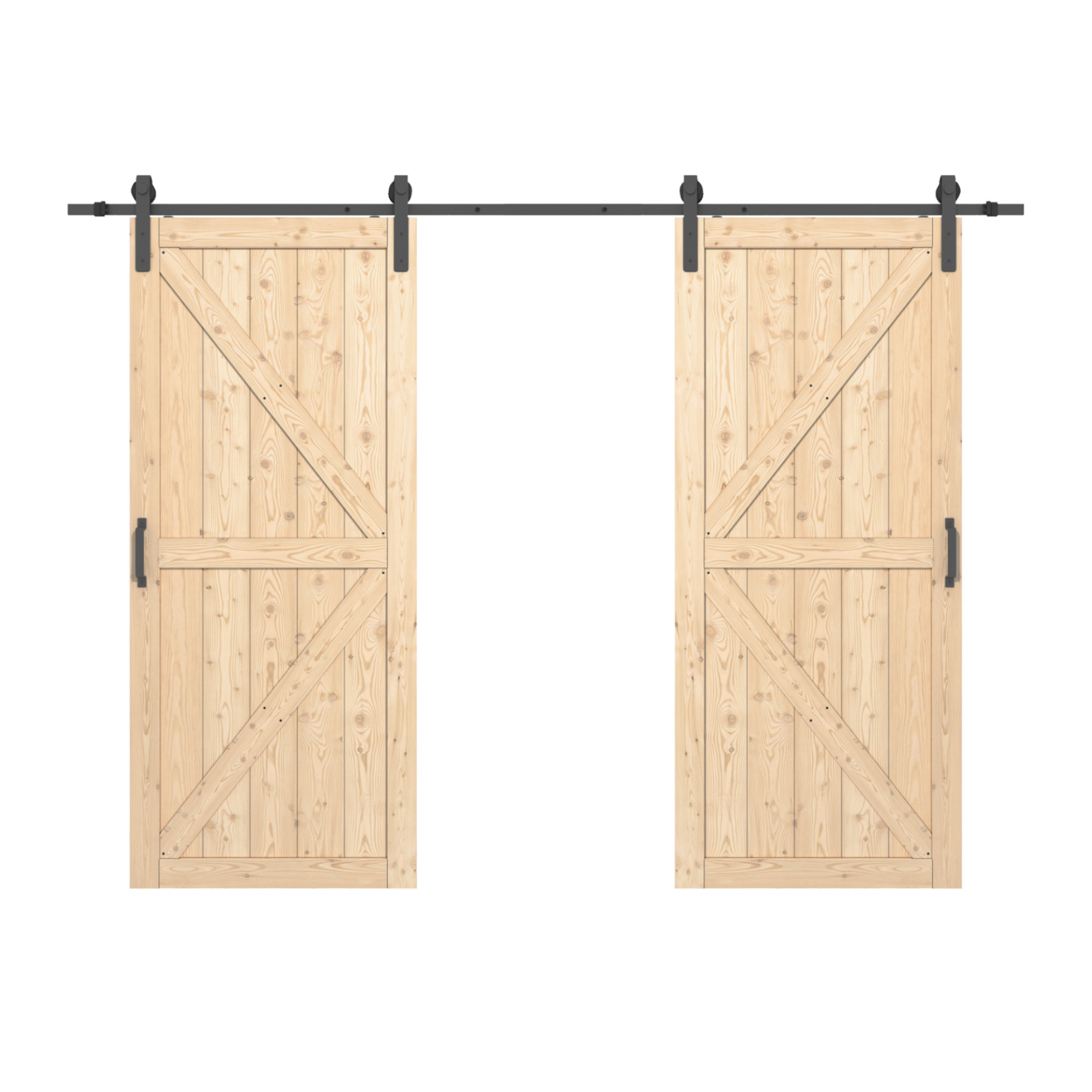 Win Stellar Double Solid Wood Paneled Unfinished Sliding Barn Door With Installation Hardware