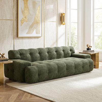 Boneless 87.4-inch Cloud Series Minimalist Button-tufted Square Arm Three-seater Sofa, Chenille Sofa, Comfortable Upholstered Sofa With Button-tufted Design